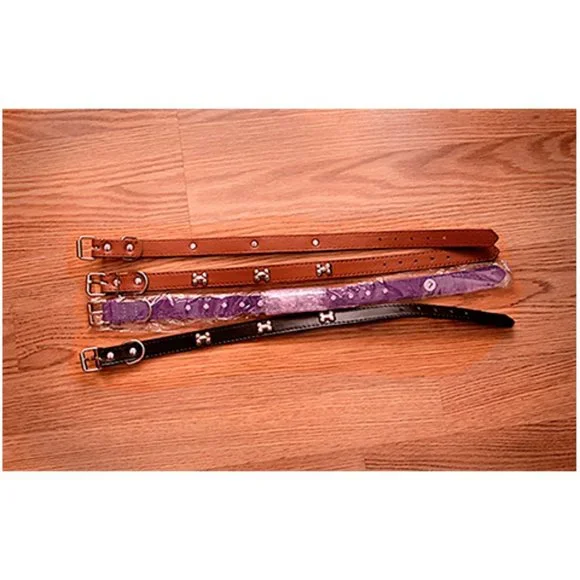 NEW Dog Collars Four Leather Collars size Large 18" - Picture 3 of 3